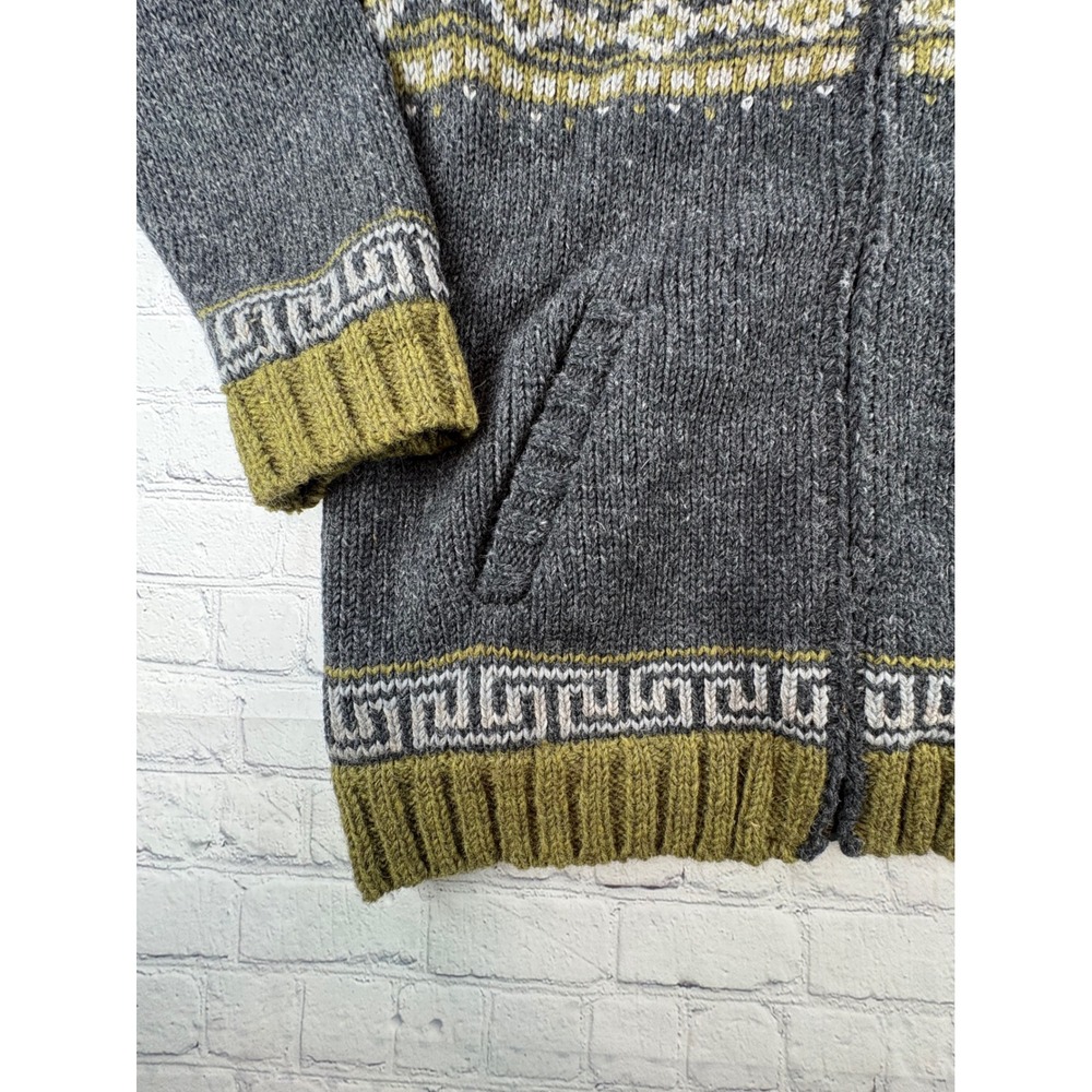 Lost Horizons Cardigan Mens L Gray Wolf Heavyweight Wool Full Zip Nepal - Picture 4 of 14